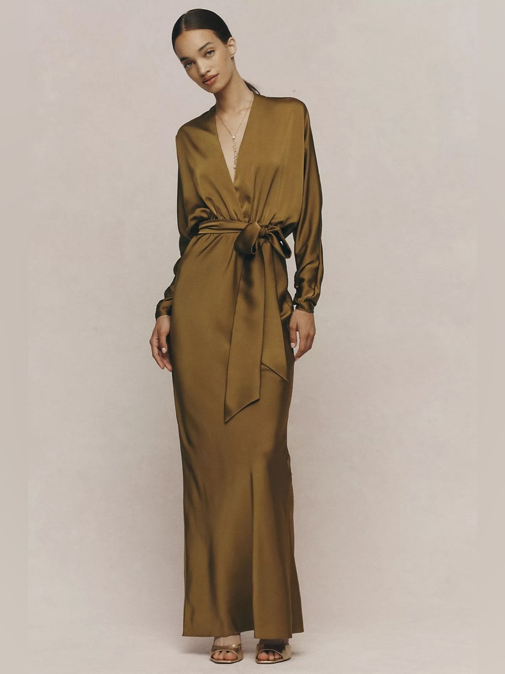 Rococo Sand Dolman-Sleeve Plunge Maxi Dress